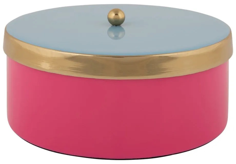 Rózsaszín dekoratív fém tárolódoboz ø 16x6 cm Double Funky – PT LIVING