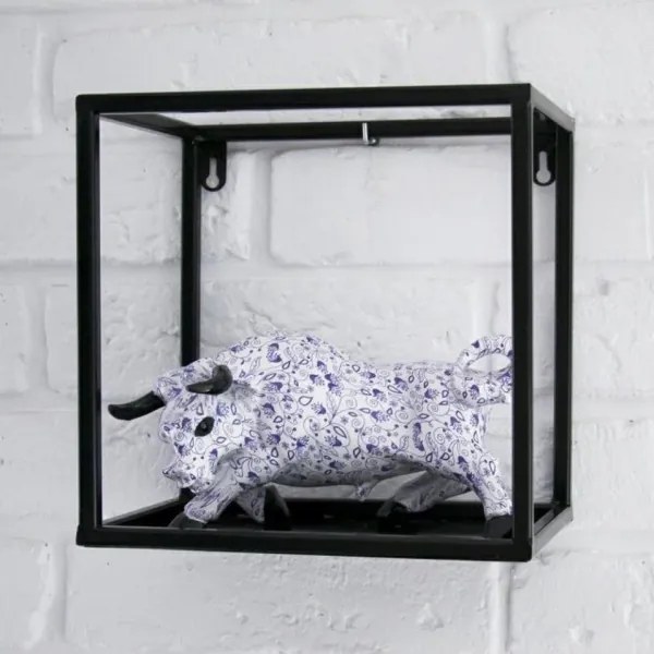 Fali polc 20x20 cm fekete, falra szerelhető