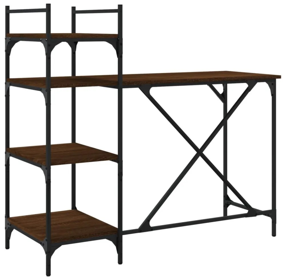 barna tölgyszínű számítógépasztal polcokkal 120x47x109 cm