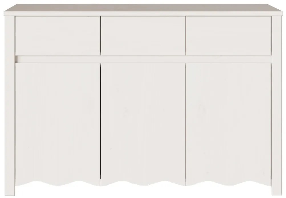 Oldalszekrény "DRAMMEN" Fehér 114x43x75,5 cm Tömbfa Fenyő