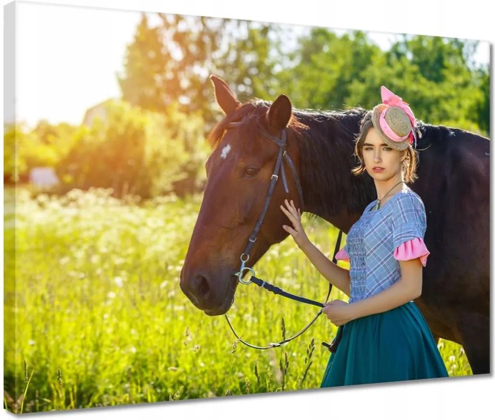 Vászonkép 40x30 A ló és a kis hölgy