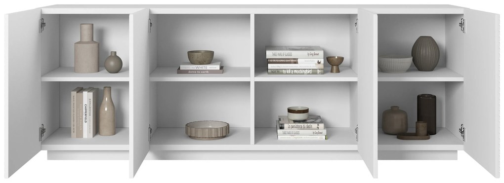 Asha négyajtós komód 200 cm - matt fehér