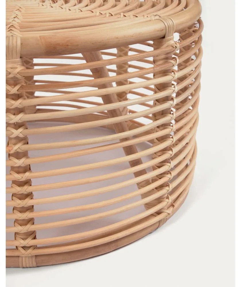 Natúr színű rattan kerek dohányzóasztal ø 66 cm Kohana – Kave Home