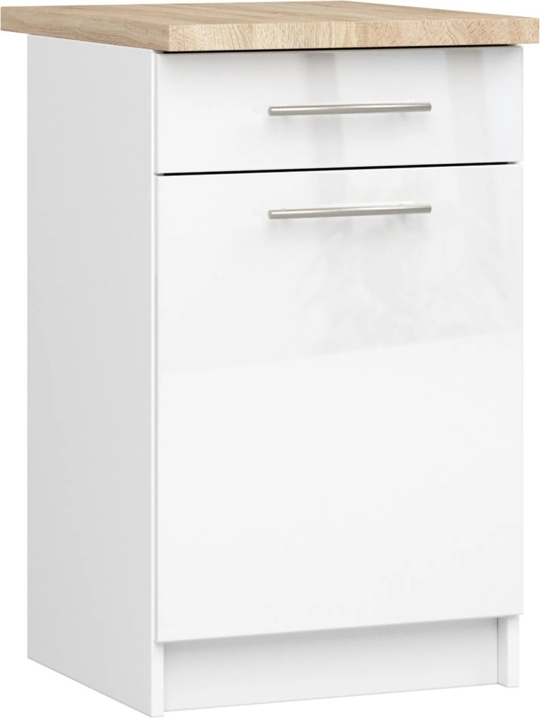 Olivia szekrény S50 SZ1 Asztallap Fehér Fehér Fényes Akd