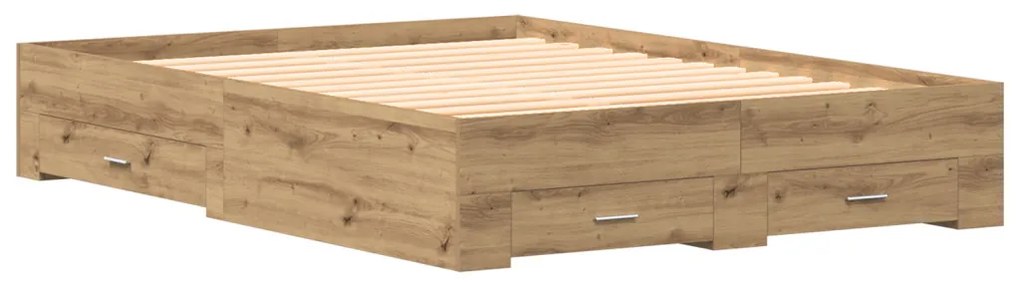 fiókos ágykeret Műanyag tölgy Szerelt fa 160 x 200 cm Tárolás