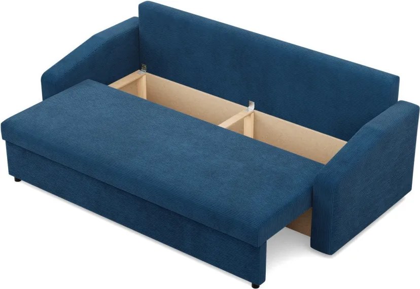 Zeus kanapéágy, kordbársony, hab töltet, döntött kartámasz, kék