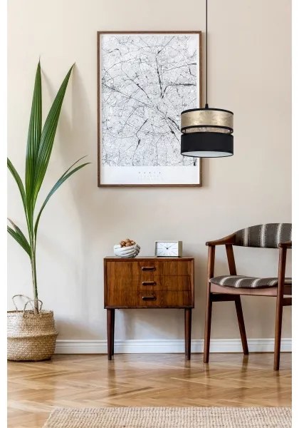 Csillár zsinóron LIMA 1xE27/60W/230V arany/fekete