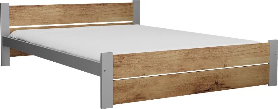 Ágy IKAROS DOUBLE 180 x 200 cm, artisan tölgy/szürke Matrac: Coco Maxi matrac 20 cm, Ágyrács: Deszkás ágyráccsal