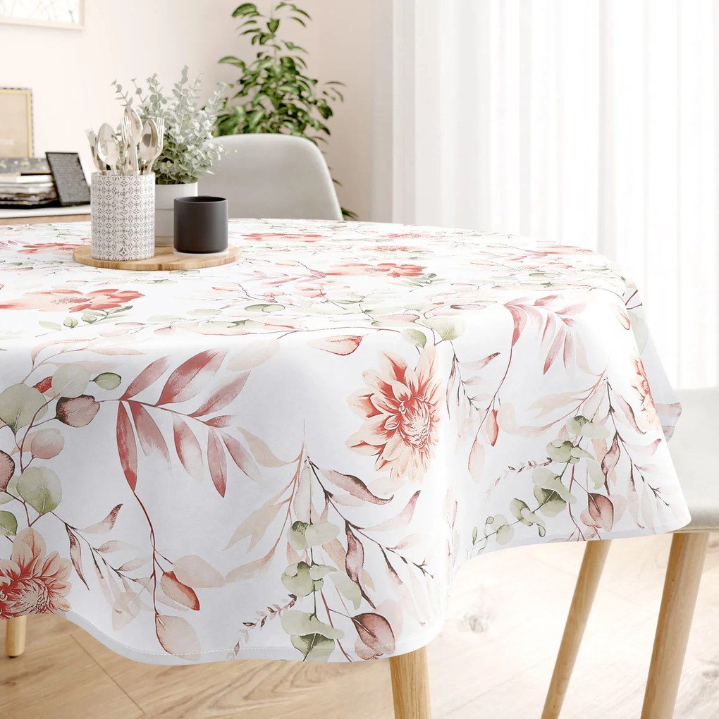 Goldea kör alkó pamut terítő deluxe - akvarell virágok Ø 100 cm