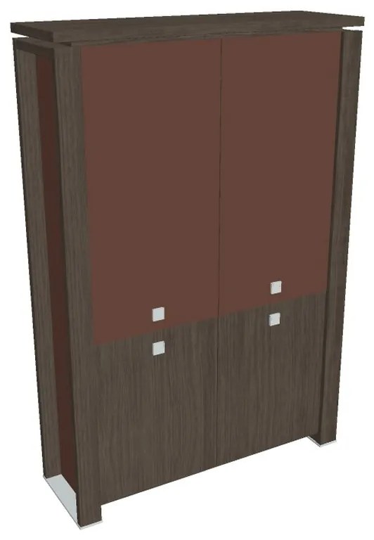 Verno+ S magas szekrény 140 x 46 x 210 cm, kombinált ajtó, antracit tölgy / barna