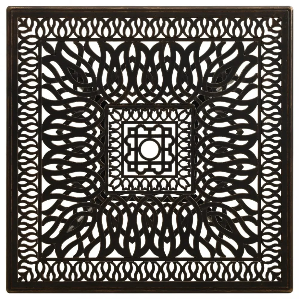 bronzszínű öntött alumínium kerti asztal 90 x 90 x 73 cm