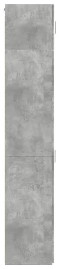 betonszürke szerelt fa vékony tárolószekrény 45 x 42,5 x 225 cm