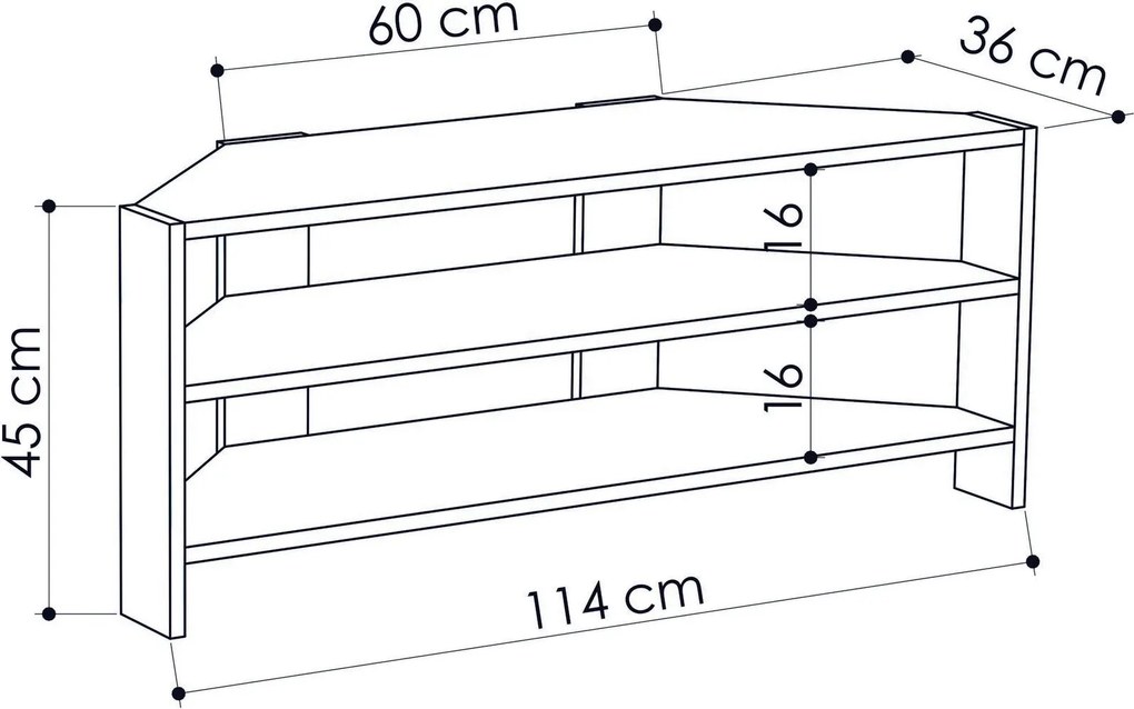 TV szekrény "THALES Corner"114x45x36cm, világos mokka