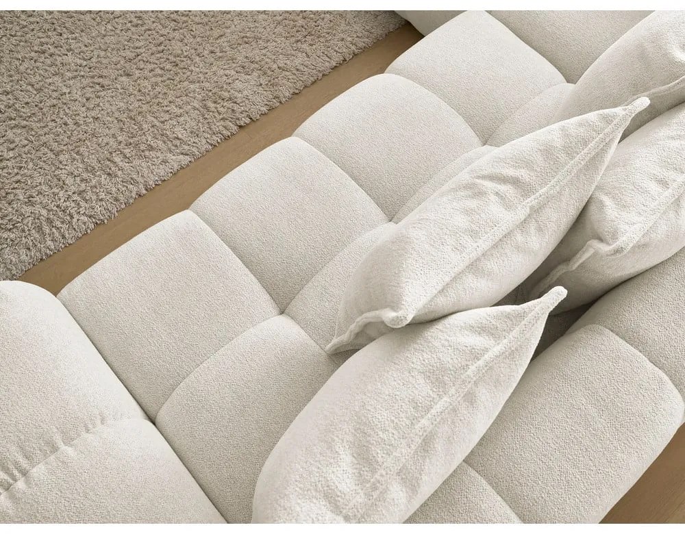 Fehér zsenília kinyitható-tárolóhelyes sarokkanapé (bal oldali-L alakú) Everest – Bobochic Paris