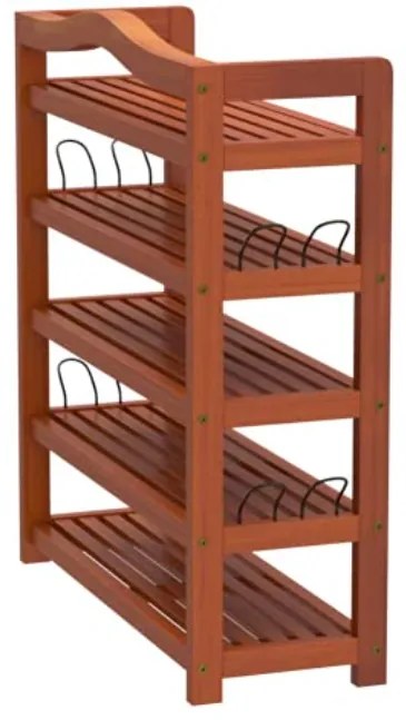 RUSTIC cipőtartó polc, 5 polc, 75x26x82cm, természetes barna Casaria