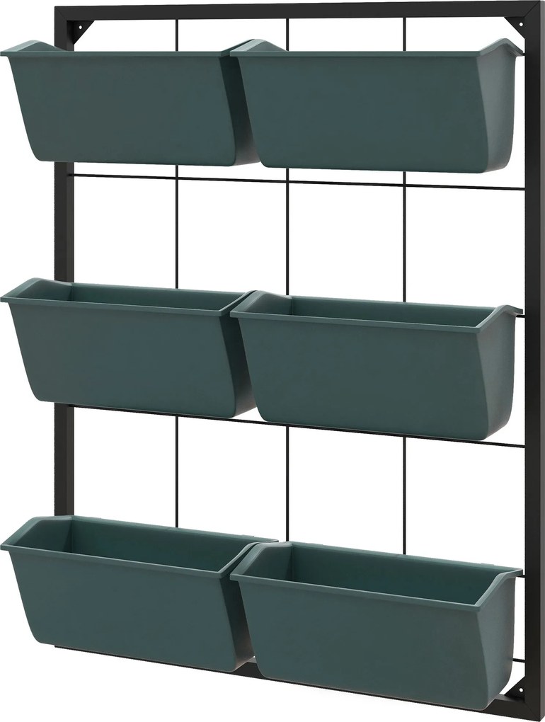 Outsunny 3 szintes kültéri virágtartó 6 műanyag virágcseréppel túlmérséklő lyukakkal, virágok és gyógynövények számára, 52x14x66 cm, sötétzöld | Aosom