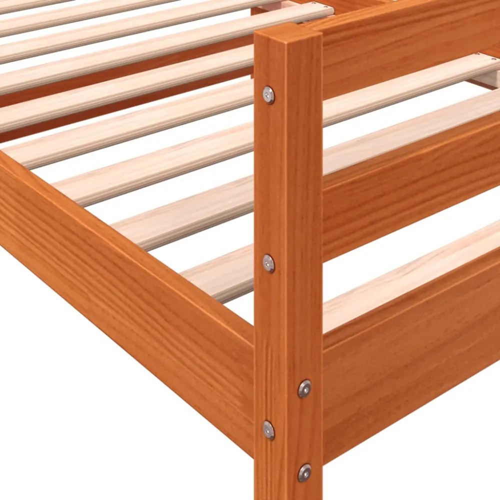 viaszbarna tömör fenyő ágykeret matrac nélkül 80x200 cm