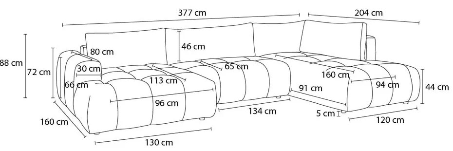 Bézs kinyitható-tárolóhelyes sarokkanapé (bal oldali-U alakú) Fuji – Bobochic Paris