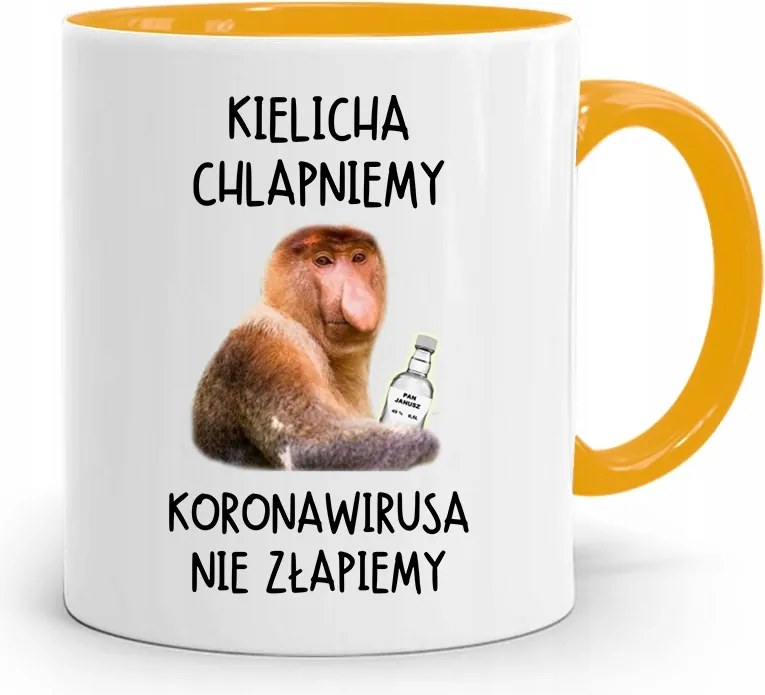 Bögre Sárga Hordozó Janusz Kehely Fröccsenő, fényképes nyomott mintával