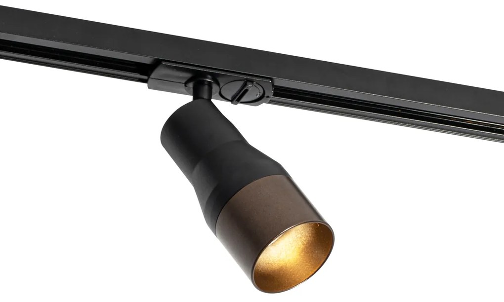 Modern sínrendszer 5 spotlámpával, fekete, sötét bronz, 1 fázisú - Iconic Kohua