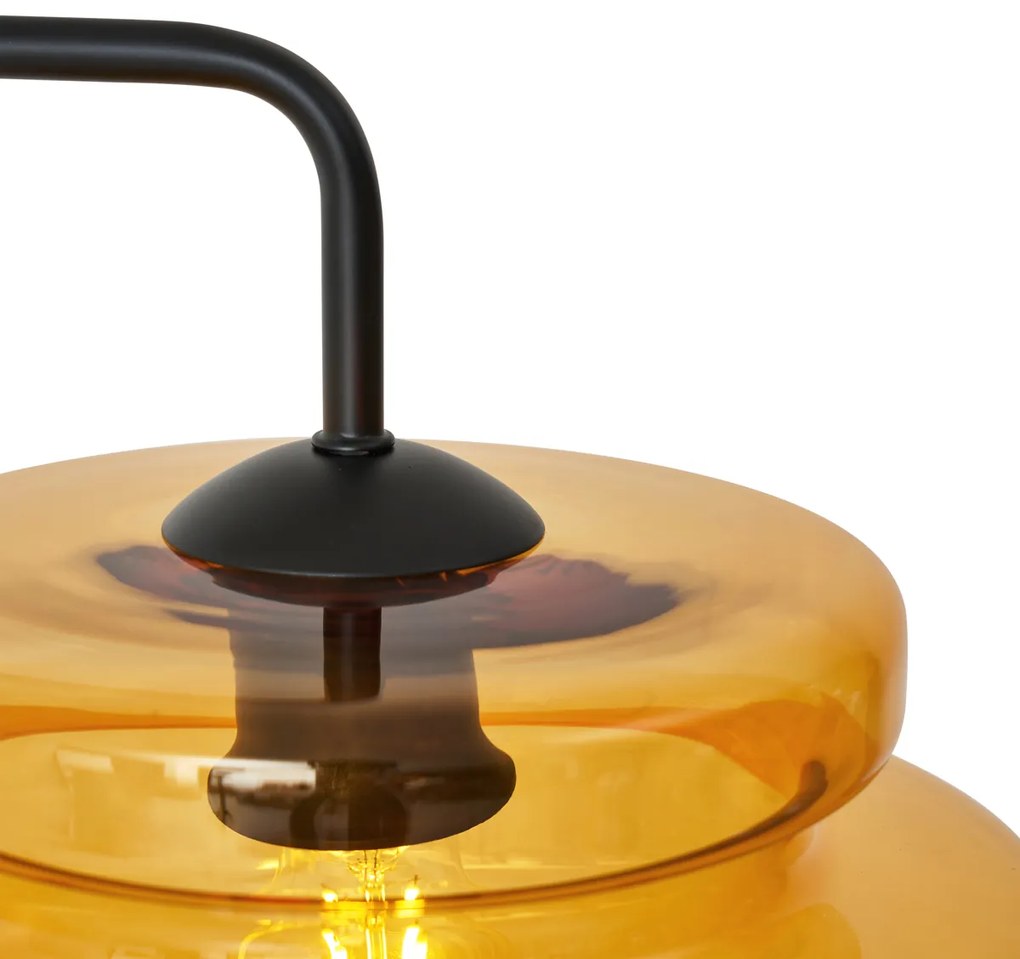 Retro állólámpa fekete színben, narancssárga üveggel - Denise