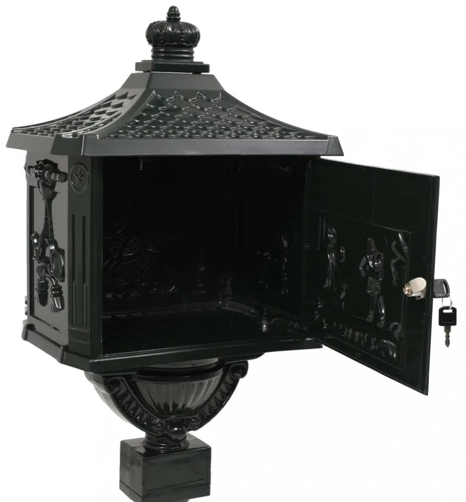 vidaXL zöld, vintage stílusú, rozsdamentes alumínium álló postaláda