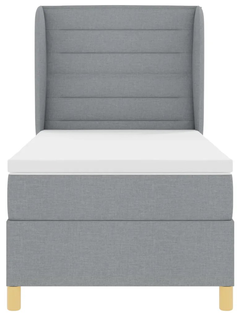 Boxspring Ágy Matrac nélkül Világosszürke 90x200 cm Szövet
