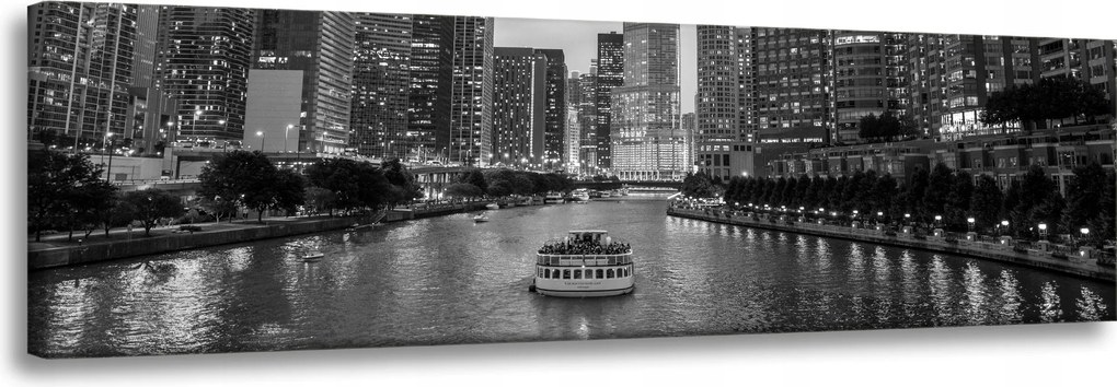 Chicago építészet vászonkép fekete-fehér 135X45 cm