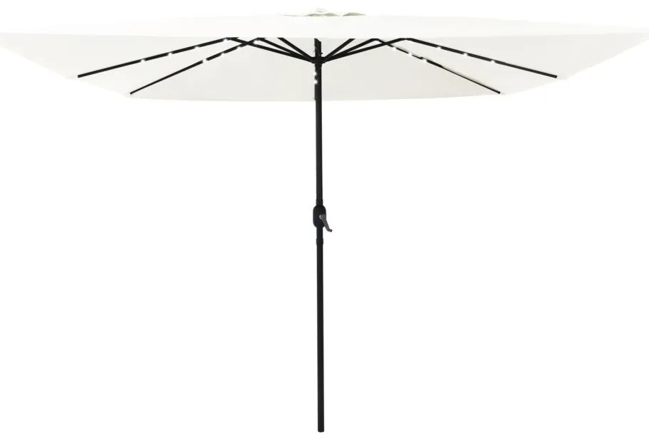Négyzetes Kerti Napernyő LED Fényekkel 295x245 cm Homokfehér