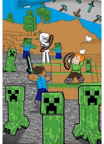 Minecraft Time to Mine gyerek ágyneműhuzat, 140 x 200 cm, 70 x 90 cm