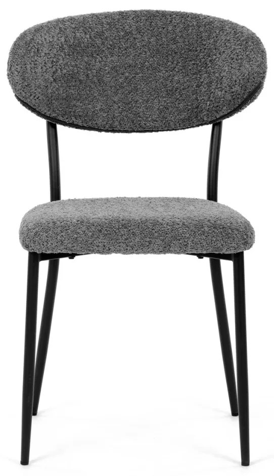 Scaun de sufragerie, stofa gri, picioare metalice negre