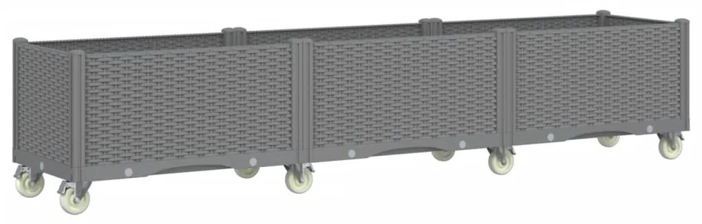 világosszürke PP rácsos kerekes ültetőláda 240 x 50 x 54 cm