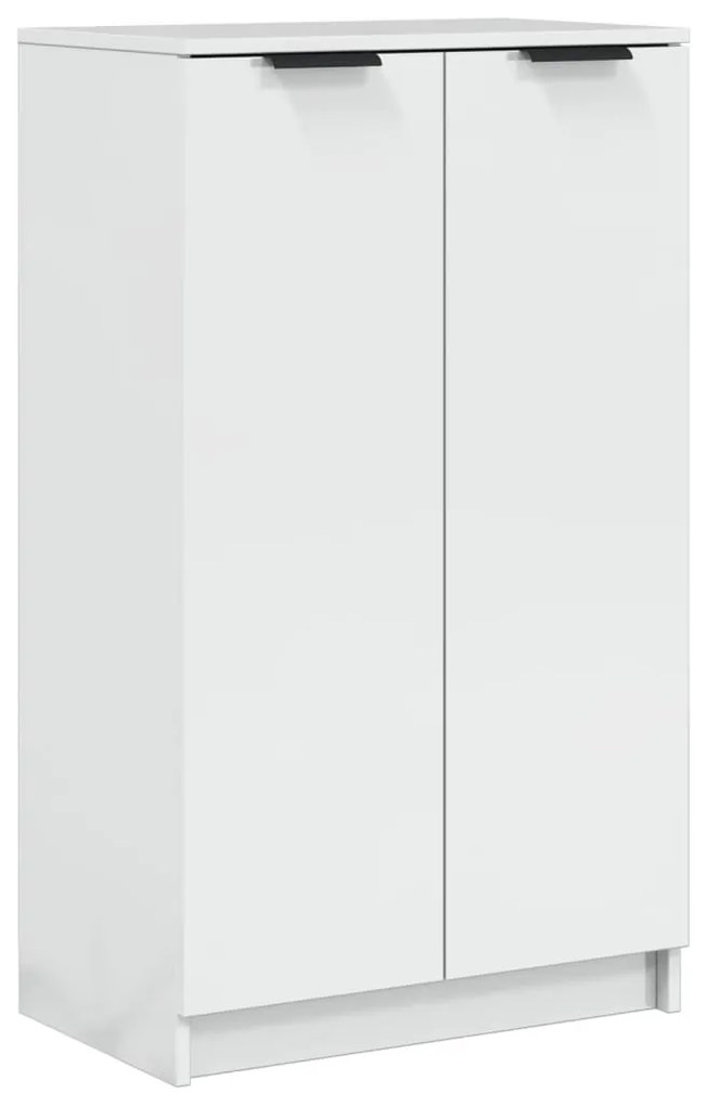 magasfényű fehér szerelt fa cipősszekrény 59 x 35 x 100 cm