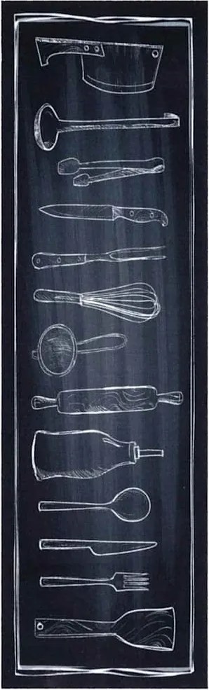vidaXL Konyhai szőnyeg Fekete 150 x 45 cm Bársony