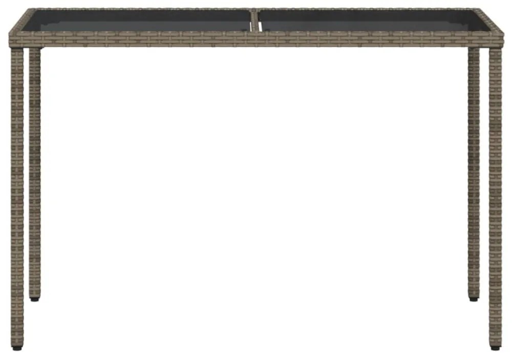 szürke polyrattan üveglapos kerti asztal 115x54x74 cm