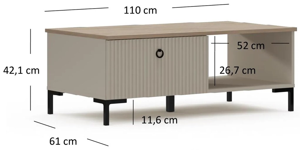 Dohányzóasztal Demandaron (taupe + silverjack tölgy) . 1116811