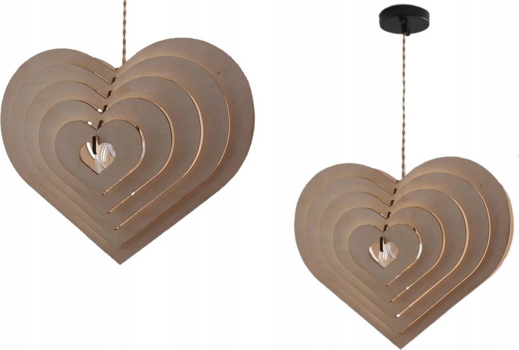 Fa Mennyezeti Lámpa Szív mintás keret