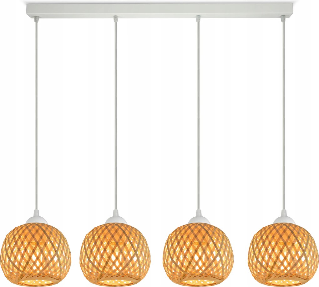 Mennyezeti Lámpa Függő Bambusz Fonott Boho Természetes 583-BZ4 Led Fehér