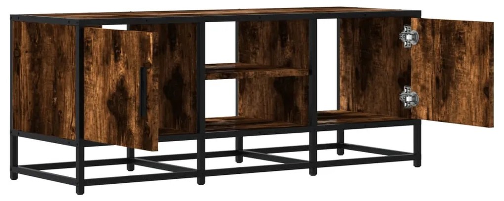 füstös tölgy színű szerelt fa és fém TV-szekrény 100x35x41 cm