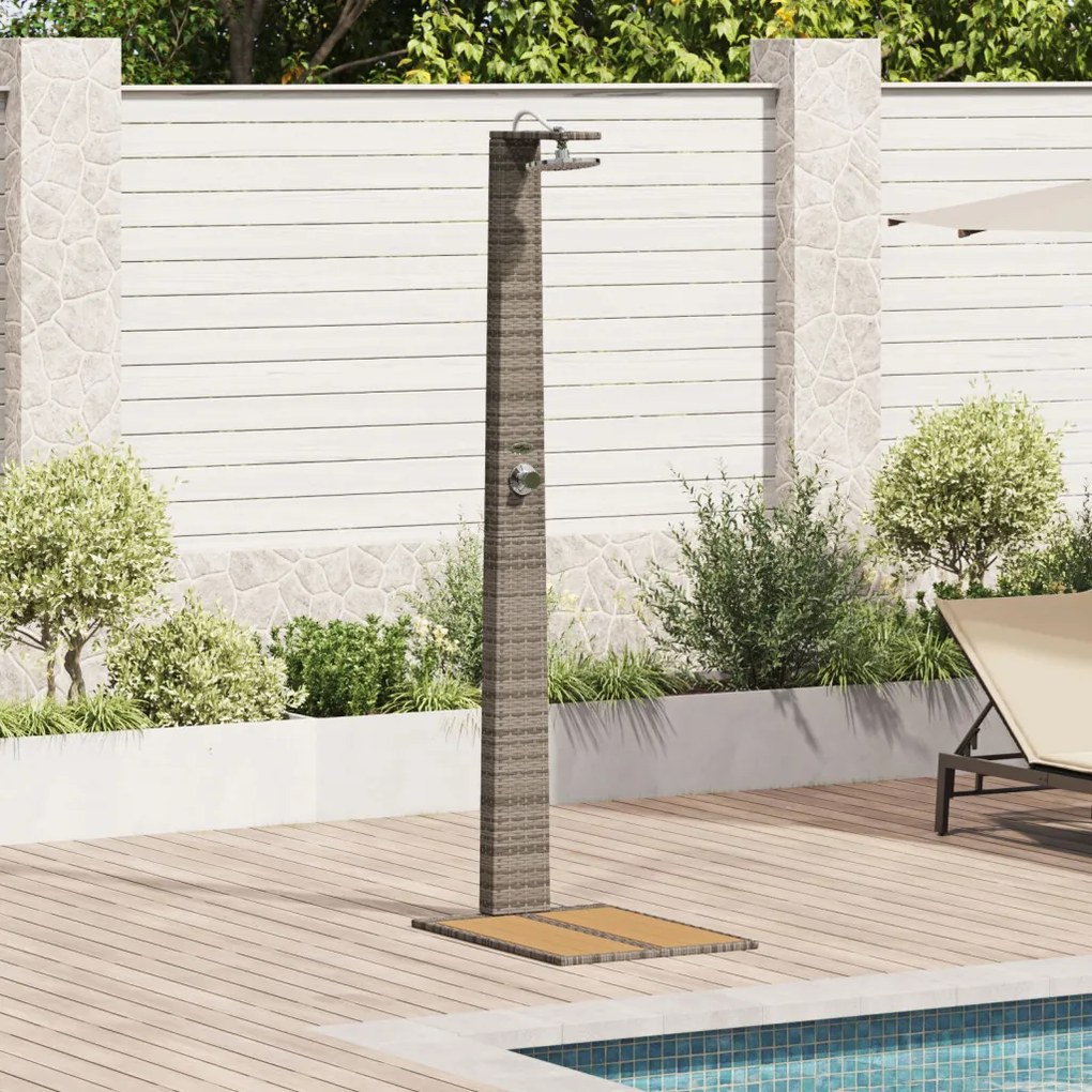 Kerti zuhany Szürke 60x80x214 cm Poly Rattan