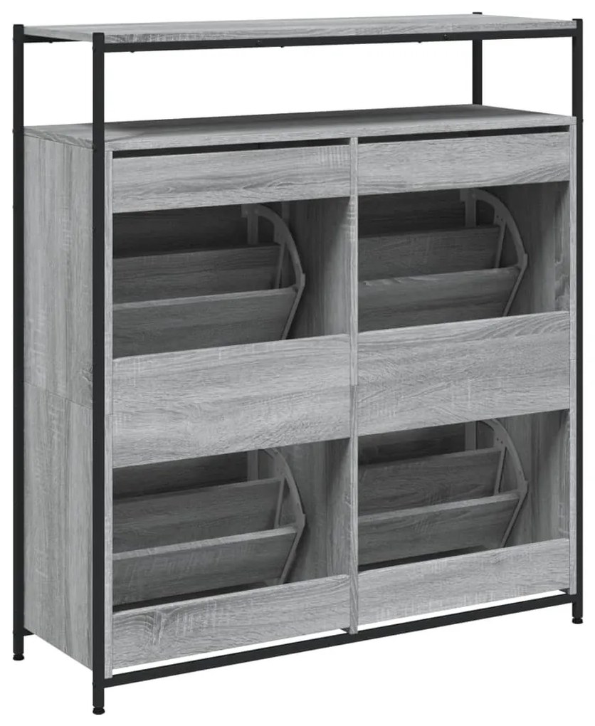 szürke sonoma cipőszekrény 4 kihajtható fiókkal 100x34x112 cm