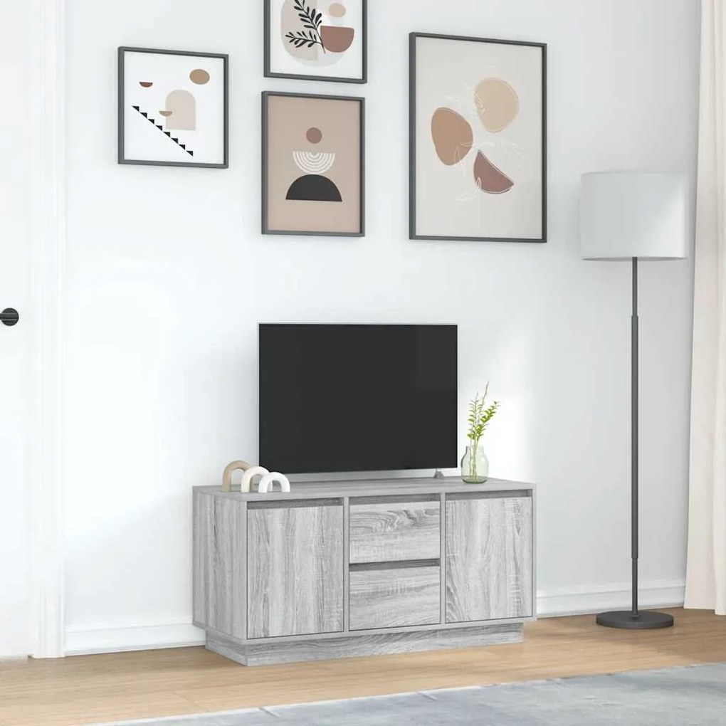 szürke sonoma színű TV-szekrény LED-lámpákkal 100x41x50 cm