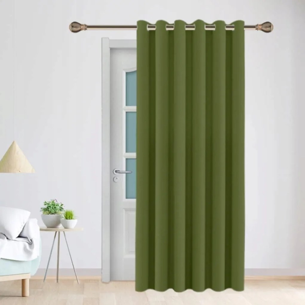 Sötétítő függöny kerekek 132 x 214 cm 1 db olívazöld