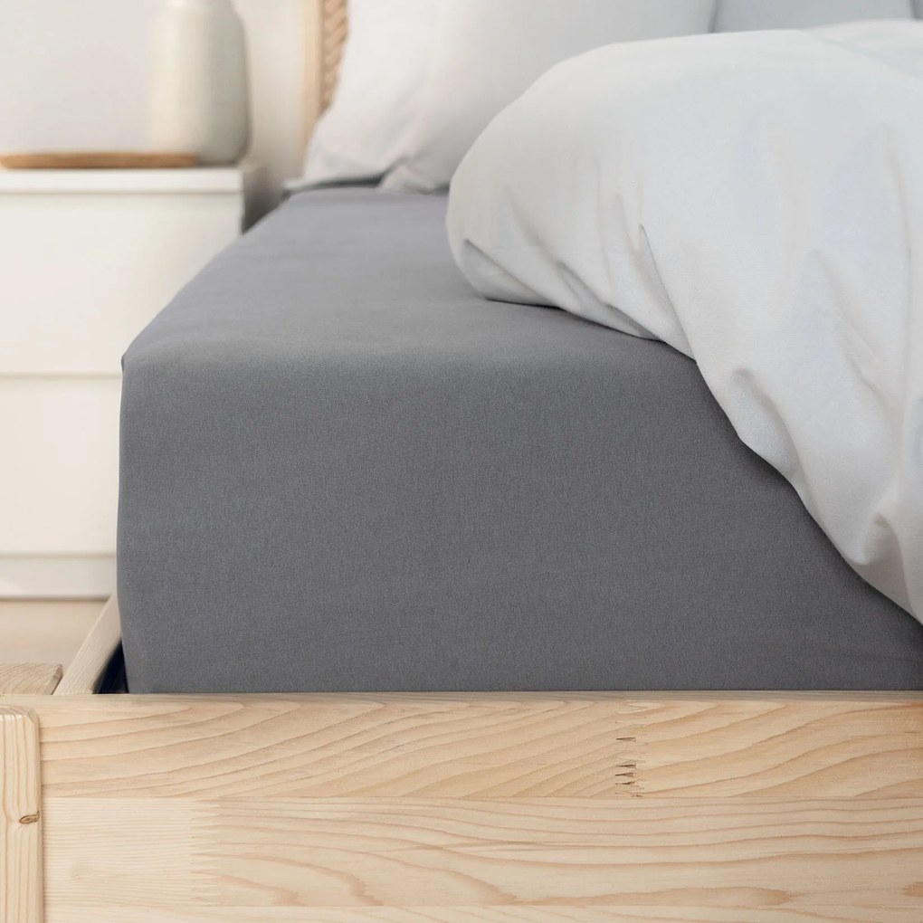 Goldea jersey gumis lepedő - sötétszürke 200 x 220 cm