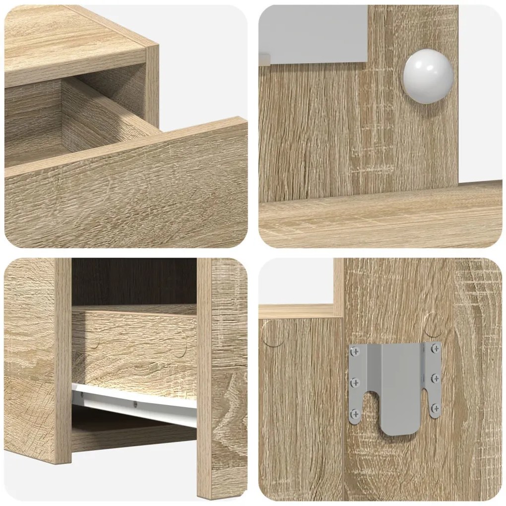 vidaXL Öltözködőasztal tükör lámpákkal Barna 100 x 40 x 70 cm Faanyag