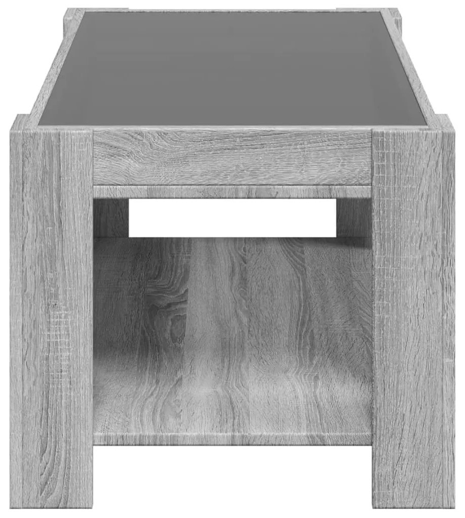 szürke sonoma szerelt fa dohányzóasztal LED-del 93 x 53 x 45 cm