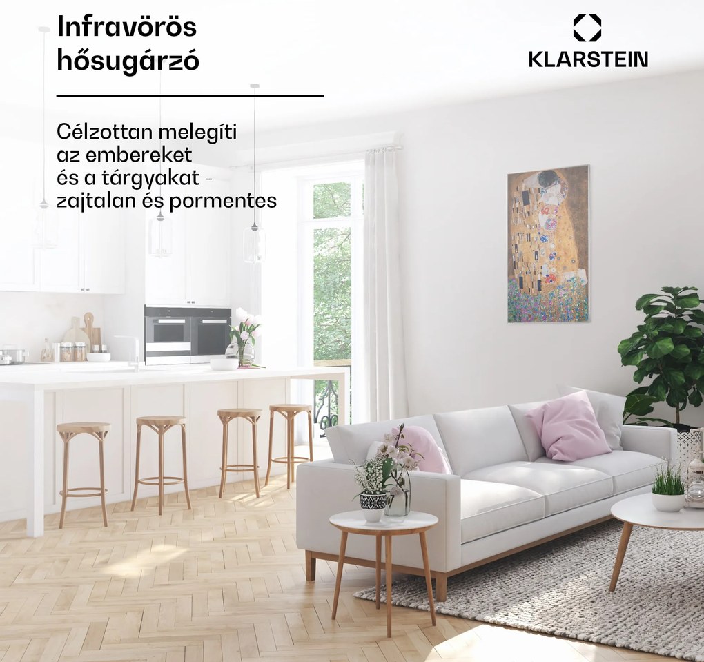 Klarstein Wonderwall Air Art Kuss, infravörös hősugárzó, 101 x 60 cm, 600 W, falra szerelhető, távirányító