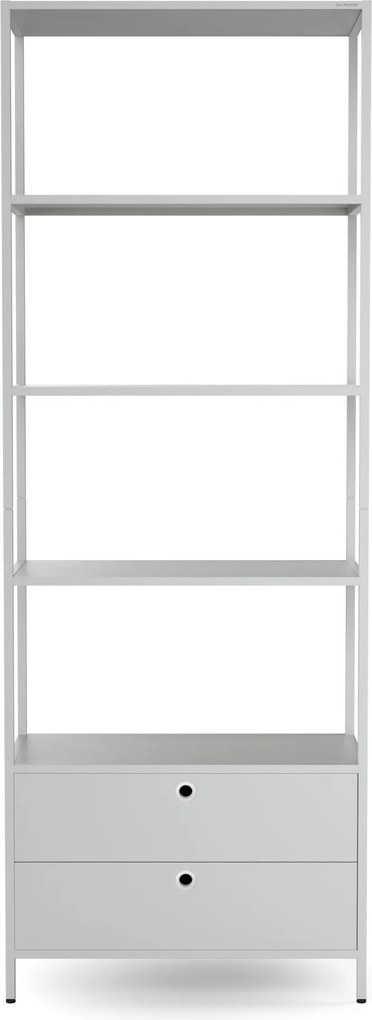 Polc fiókokkal irodába, iratrendezőkhöz és dokumentumokhoz, nyitott polcok, fém, szürke, 800x2200x400 mm: ARIEL