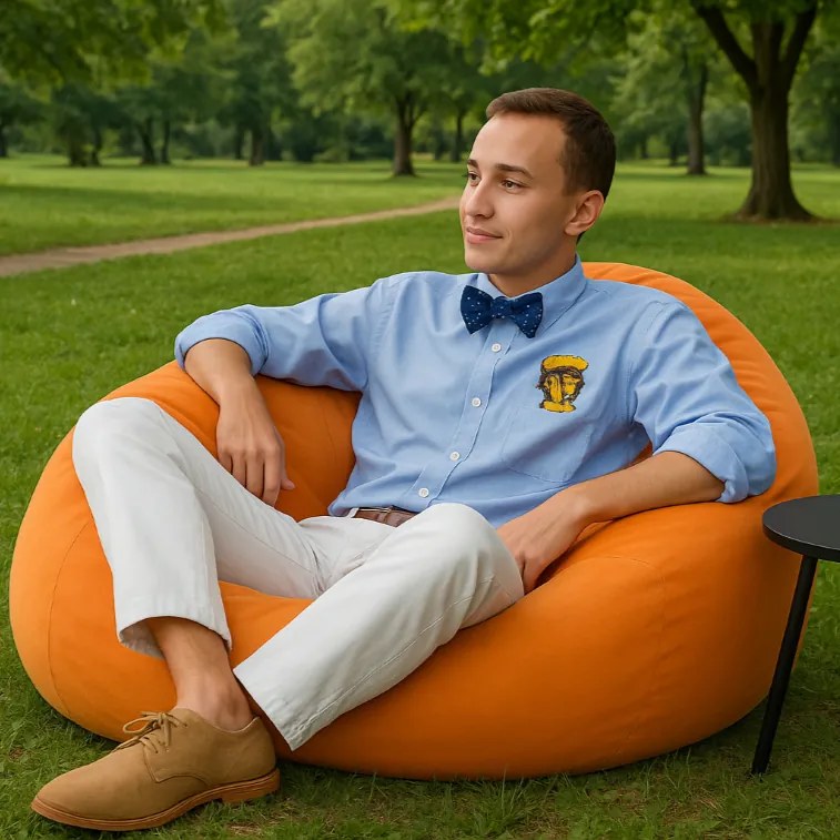 EMI gömb formájú narancssárga velúr babzsákfotel