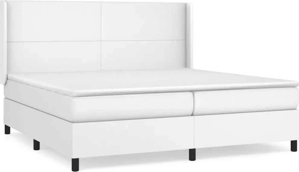 vidaXL fehér műbőr rugós ágy matraccal 200 x 200 cm